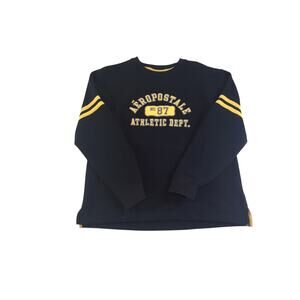 Aeropostale Sweatshirt Vintage Navy Blue Gold No. 87 Medium